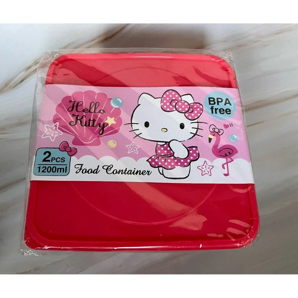 2 Pcs Hello Kitty Food Container 1200ml BPA Free